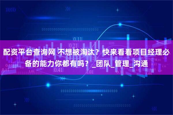 配资平台查询网 不想被淘汰？快来看看项目经理必备的能力你都有吗？_团队_管理_沟通